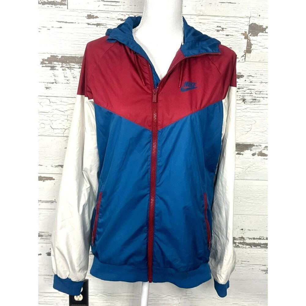 NIKE Men's Windrunner Hooded Jacket Blue Red White Sz S #727324 EUC